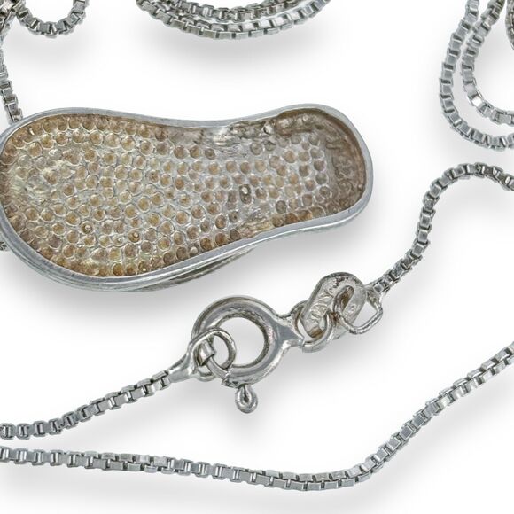 Sterling Silver 925 Pink Cubic Zirconia Alamea Flip Flop Pendant ONLY - Picture 2 of 3